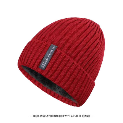 Men's Winter Fleece-Lined Thickened Beanie Cold-Weather Warm Hat