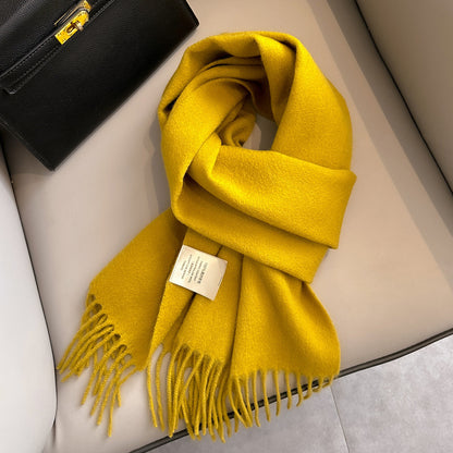 Pure Wool Students Warm-keeping All-matching Tassel Narrow Scarf Couple Wholesale