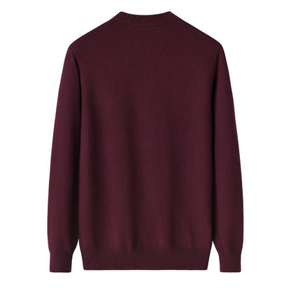 Men's Zipped Round Neck Woolen Sweater