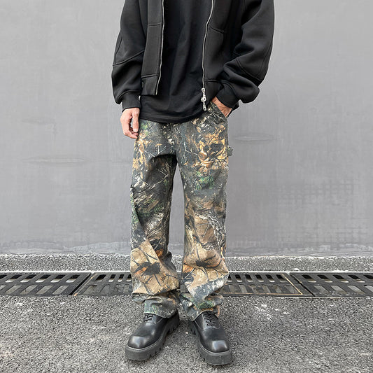 Tree Pattern Camouflage Jeans Men's Loose Straight Print