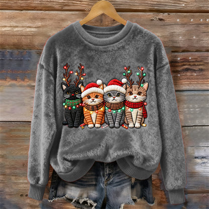 3D Digital Print Pattern Christmas Women's Round Neck Sweatshirt