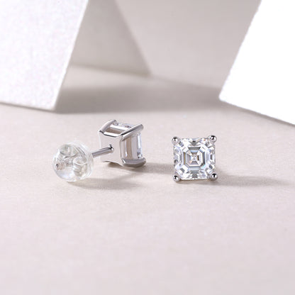Unrestrained - Top-quality Moissanite S925 Silver And Platinum-plated Stud Earrings, A Fashionable And Trendy Accessory That Can Be Tested With A Diamond Pen In Gold Rose Gold