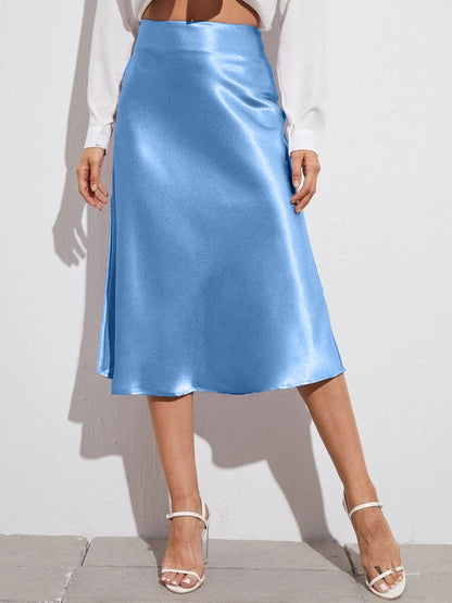 High-waist Satin Midi Skirt Spring Summer Women