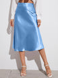 High-waist Satin Midi Skirt Spring Summer Women