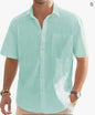 Men's Cotton And Linen Short Sleeve Shirt Top