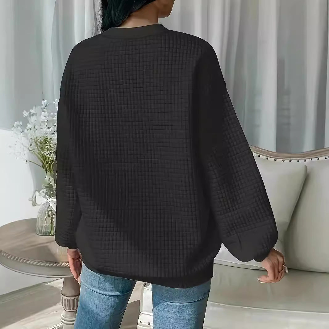 Round Neck Solid Color Fashion Long Sleeve Women's Sweater
