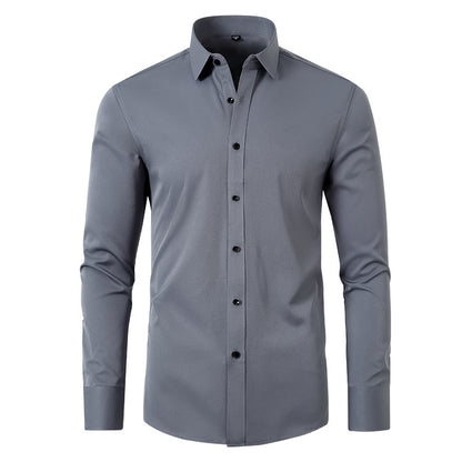 Full Elastic Force Shirt Men's Non-ironing Anti-wrinkle Solid Color