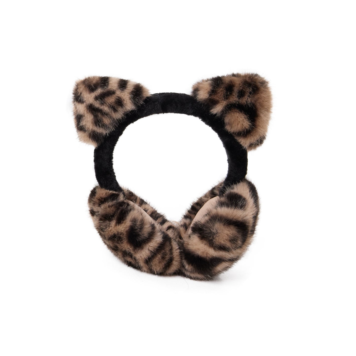 Women's Foldable Leopard Print Cat Ear Plush Ear Muffs
