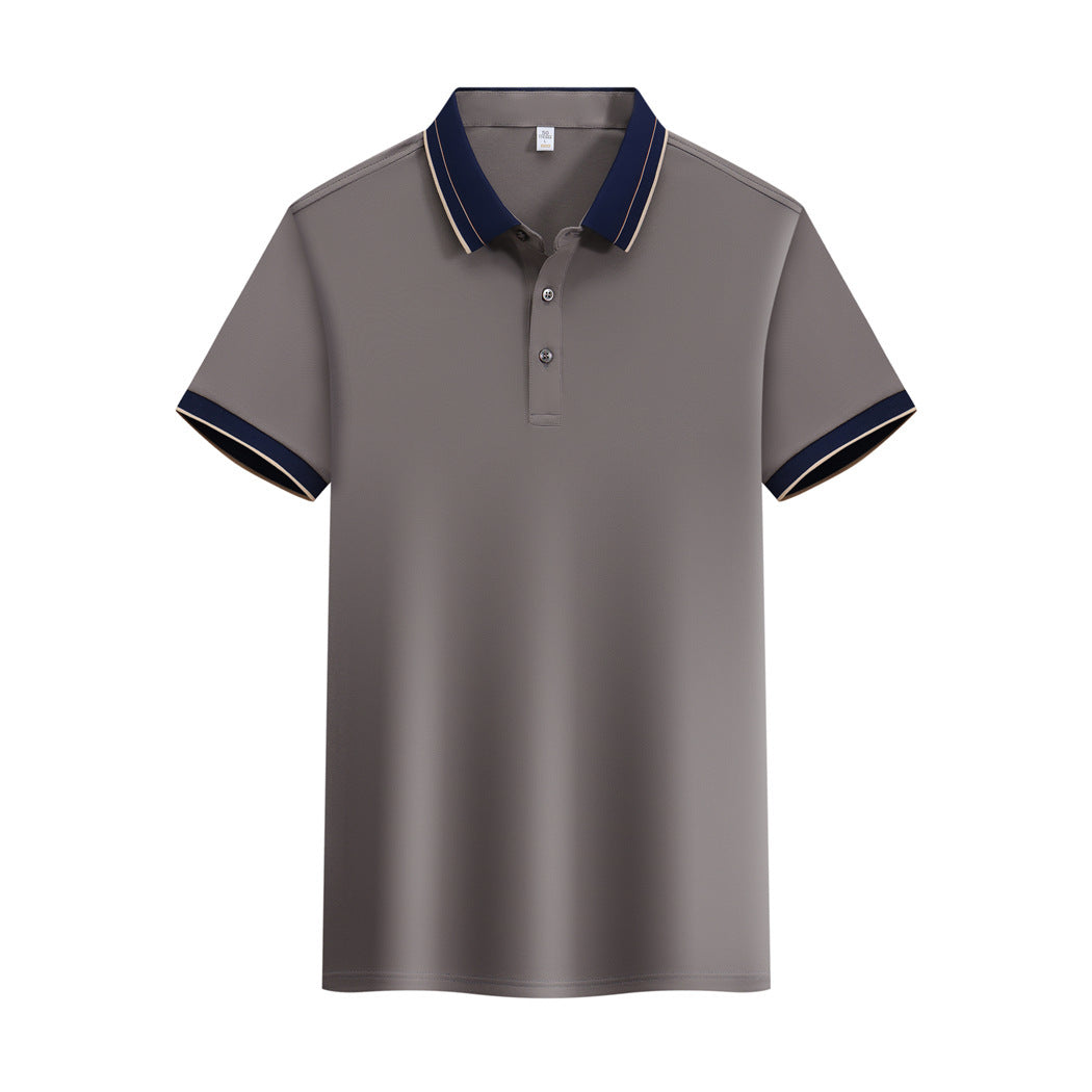 Ice Ion Mercerized Pearl Cotton Color Matching Collar Polo Shirt For Men And Women