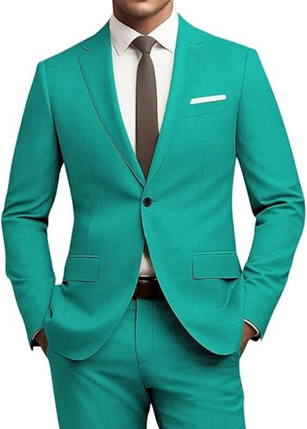Men's Versatile Solid Color Business Jacket Long Pants Set