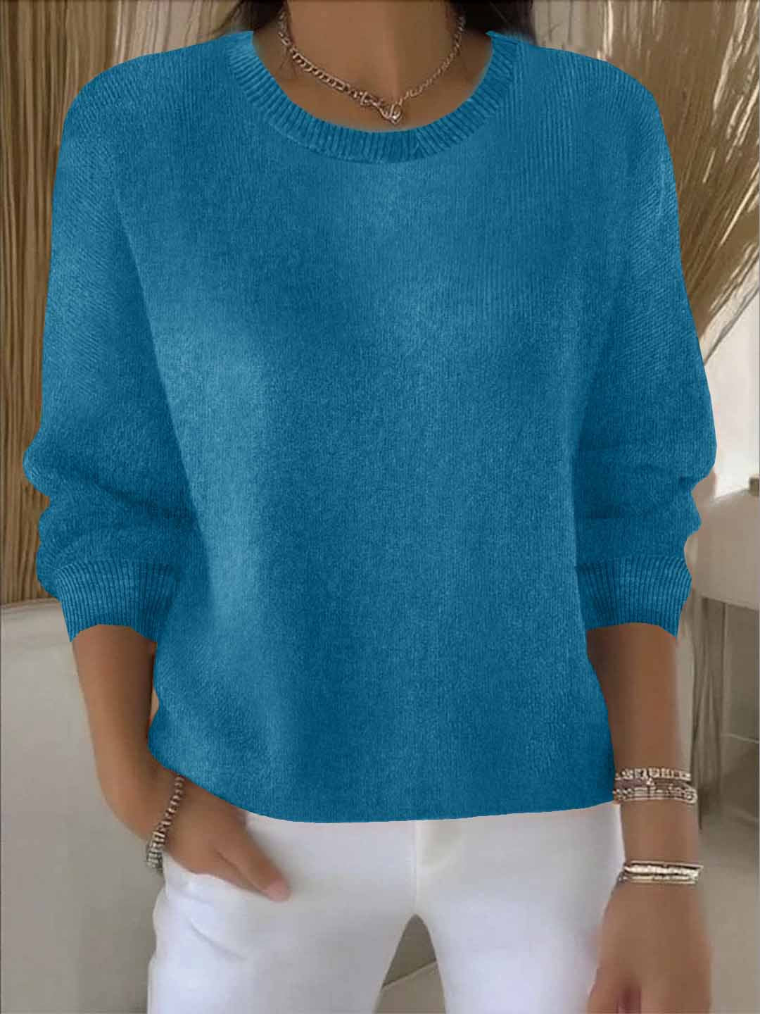 Women's Solid Color Long Sleeve Sweater