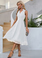 Women's V-neck Solid Color Sleeveless Chiffon Dress