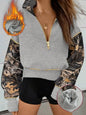Ladies Hooded Long Sleeve Half Zipper Short Chic Casual Sweatshirt