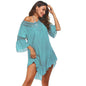 Hand Crocheting Stitching Smock Dress Beach Cover-up Slub Cotton Crochet