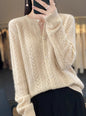 Round Neck Cardigan Hollow Cashmere Sweater Coat For Women