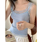 Sweet And Spicy Lace Stitching Floral Slim-fitting Suspenders Vest