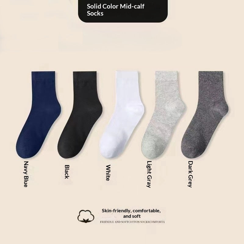 Men's Breathable Sweat-absorbing And Deodorant Mid-calf Socks