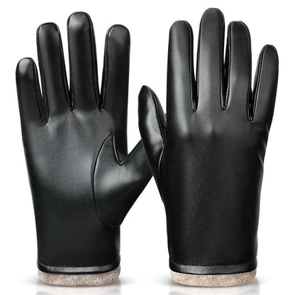 Mens Business-Style Wind- And Water-Resistant Leather Gloves