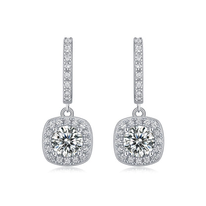 Dream Search - Earrings Set With 0.5-carat Top-quality Moissanite S925, Silver And Platinum-plated Stud Earrings, A Fashionable And Trendy Accessory That Can Be Tested With A Diamond Pen