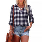 Lapel Loose Women's Plaid Shirt Commuter Style