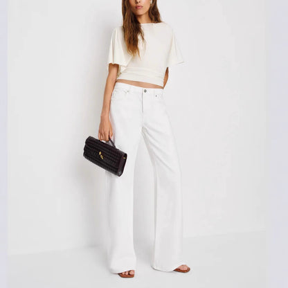 Casual Simple Solid Color Half Sleeves Back Bandage Top