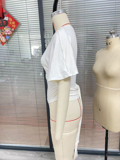 Casual Simple Solid Color Half Sleeves Back Bandage Top