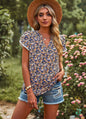 Women's V-neck Printed Spring And Summer Casual T-shirt Top