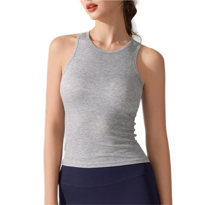 Europe And America Cross Border Yoga Vest Women's Rib Running With Chest Pad Tight Fitness