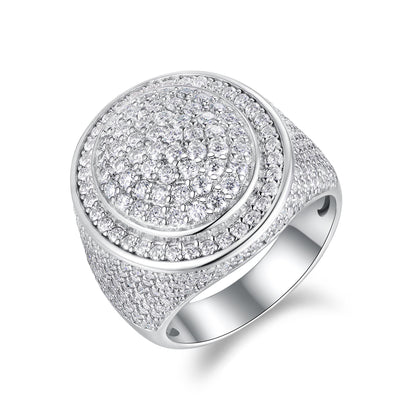 The King Of Hip-hop - Men's Ring, Diamond Ring And Wedding Ring Set With Top-quality Moissanite S925, Silver And Platinum-plated. The Ring Can Be Tested With A Diamond Pen