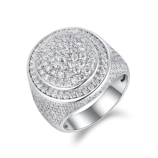 The King Of Hip-hop - Men's Ring, Diamond Ring And Wedding Ring Set With Top-quality Moissanite S925, Silver And Platinum-plated. The Ring Can Be Tested With A Diamond Pen