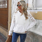 Solid Color Lace Stitching Long-sleeved Sweater