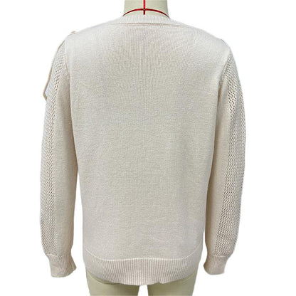 Women's Fringe Tassel Sweater - Casual Long Sleeve Crewneck Knit Pullover For Fall