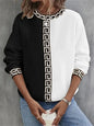 Color-blocked Hoodie Casual Sporty Round-neck Long-sleeve Top