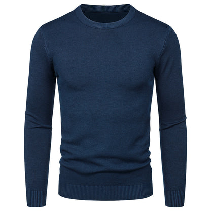 Men's Round Neck Sweater Solid Color Simple Free Size Long Sleeve Sweater