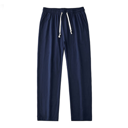Mens Solid-Color Straight-Leg Lace-Up All-Match Sports Pants For Men