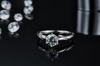 Snow Of The Soul - A Wedding Ring Set With 1-carat Top-quality Moissanite S925 Silver And Platinum-plated Diamond Can Be Tested With A Diamond Pen