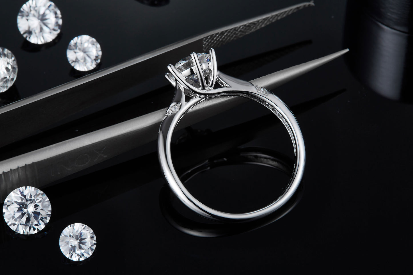 Snow Of The Soul - A Wedding Ring Set With 1-carat Top-quality Moissanite S925 Silver And Platinum-plated Diamond Can Be Tested With A Diamond Pen