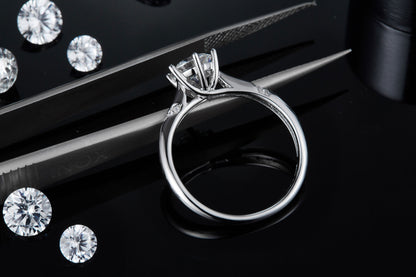 Snow Of The Soul - A Wedding Ring Set With 1-carat Top-quality Moissanite S925 Silver And Platinum-plated Diamond Can Be Tested With A Diamond Pen
