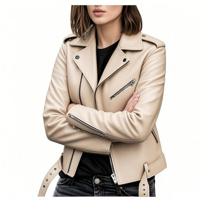 Women's Short Women's Leather Jacket Coat Jacket Pu