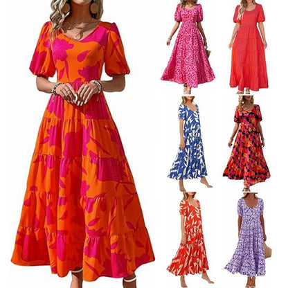 Puff Sleeve Floral Casual Summer Dress