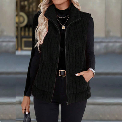 Women's Casual Versatile Lapel Zip Vest Top