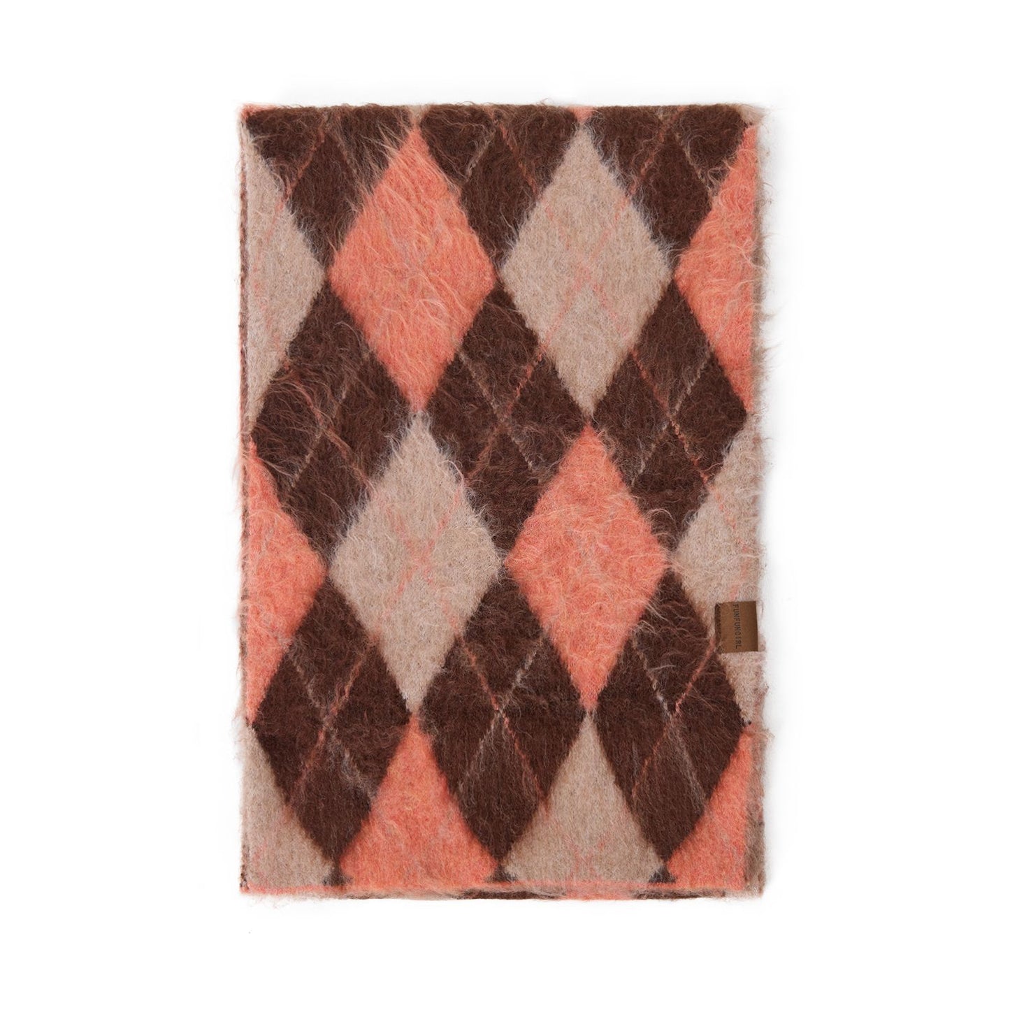 Diamond Pattern Retro Scarf With Wool Neck Warmer