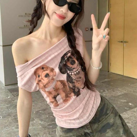 Women's Retro Printed Sexy Hot Girl Short-sleeved T-shirt