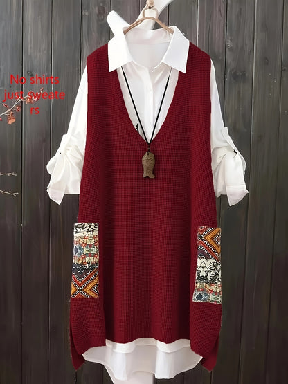 Women's Knitted Vest Loose V-neck