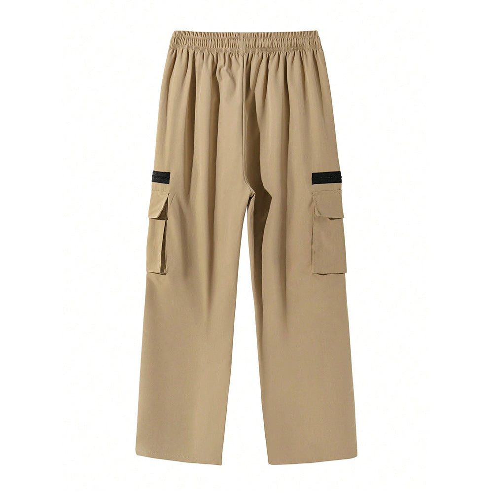 Mens Stylish Casual Loose-fit Utility Khaki Pants