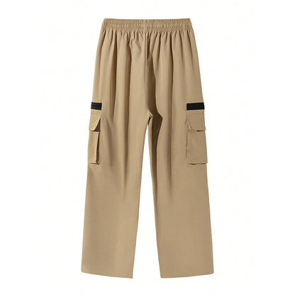 Mens Stylish Casual Loose-fit Utility Khaki Pants