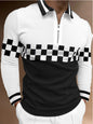 Printed Long-sleeved Polo Shirt Zipper Men's T-shirt