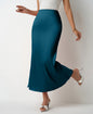 SpringSummer New Slim Satin Midi Skirt