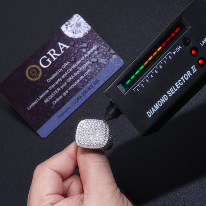 Royal Square Diamond - Set With Top-quality Moissanite S925, Silver And Platinum-plated Men's Ring, Diamond Ring, Wedding Ring. The Ring Can Be Inspected With A Diamond Pen