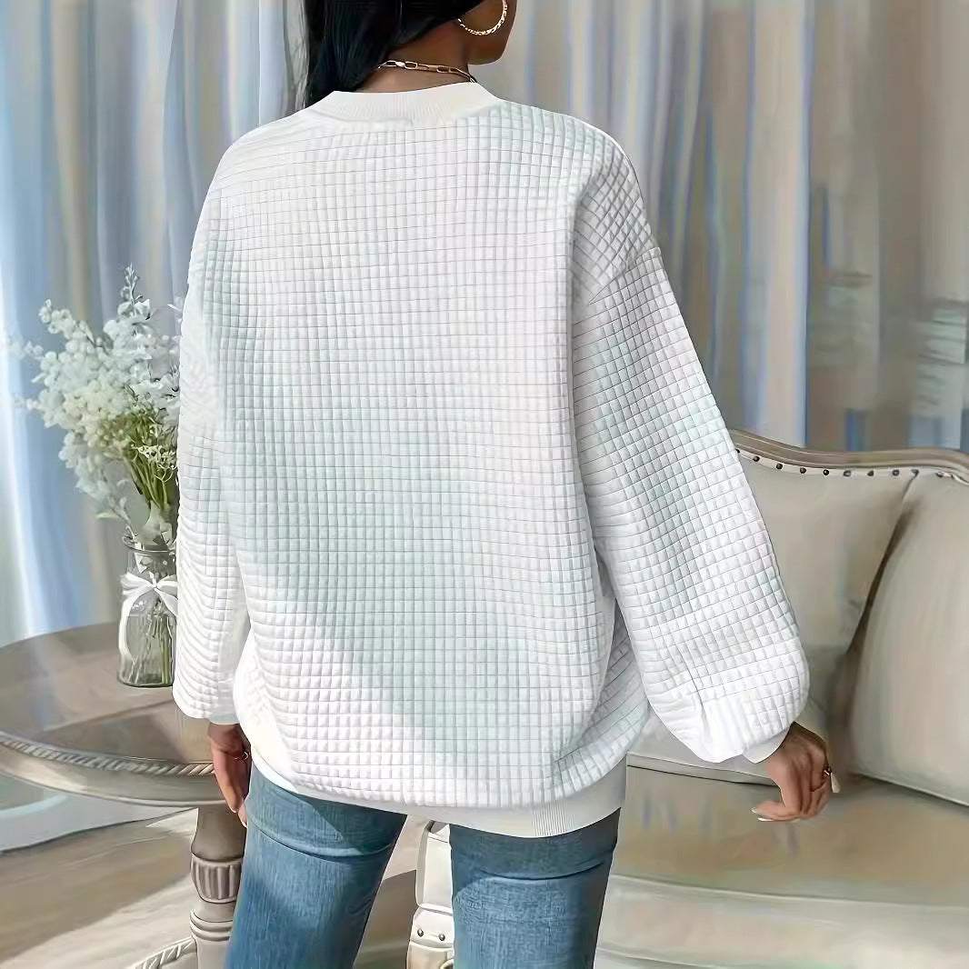 Round Neck Solid Color Fashion Long Sleeve Women's Sweater